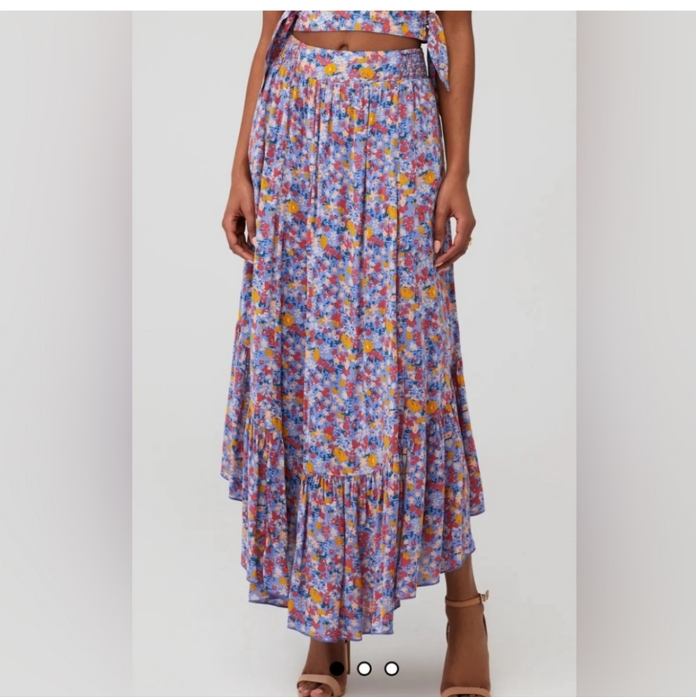 Free People Floral Maxi Skirt in Lavender Multi
